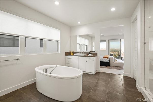 Bathroom, Bedroom, Dual Sink Vanities, Free Standing Baths, Glass Shower, Interior, Recessed Lighting