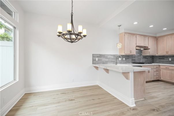 Chandelier, Interior, Kitchen, Pendant Lights, Recessed Lighting, Wood Texture Flooring