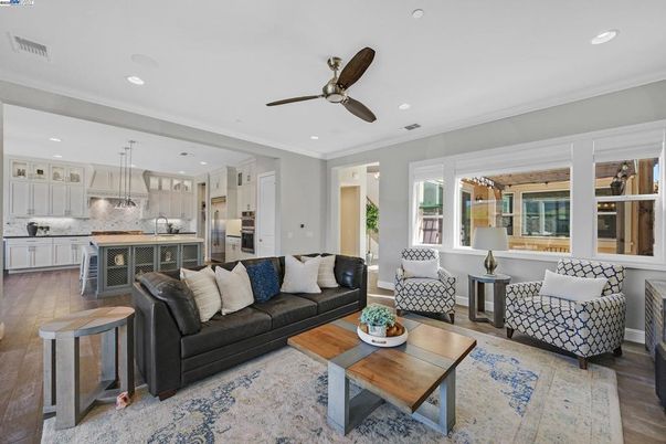 Interior, Kitchen, Living room, Pendant Lights, Recessed Lighting, Stainless Steel Appliances, Wood Texture Flooring