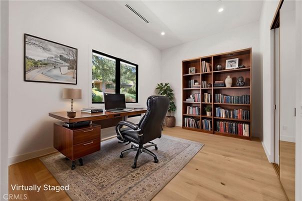 Home Office, Interior, Recessed Lighting, Wood Texture Flooring
