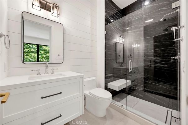 Bathroom, Glass Shower, Interior, Marble Walls