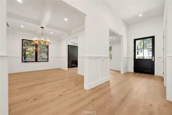 Empty room, Interior, Pendant Lights, Recessed Lighting, Wood Texture Flooring