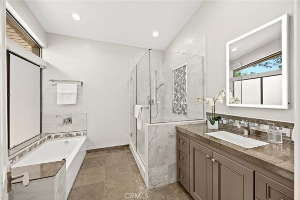 Bathroom, Dual Sink Vanities, Glass Shower, Interior, Recessed Lighting