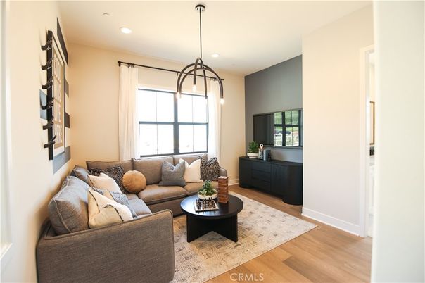 Interior, Living room, Pendant Lights, Recessed Lighting, Wood Texture Flooring