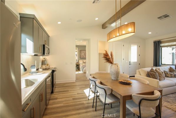 Dining room, Interior, Kitchen, Living room, Pendant Lights, Recessed Lighting, Wooden Beams, Wood Texture Flooring