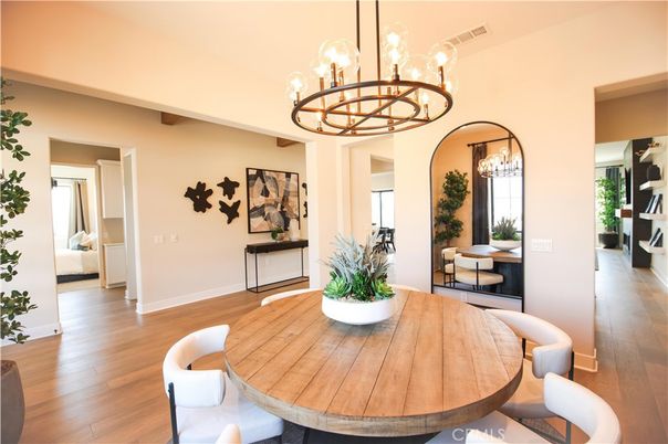 Chandelier, Dining room, Interior, Wood Texture Flooring