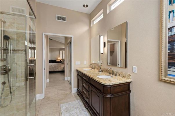 Bathroom, Bedroom, Dual Sink Vanities, Glass Shower, Interior, Recessed Lighting