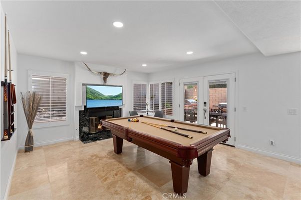Billiard Table, Fireplace, Game Room, Interior, Recessed Lighting