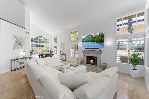 Dining room, Fireplace, Interior, Living room, Pendant Lights