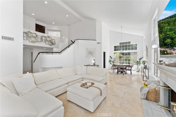 Dining room, Fireplace, Interior, Living room, Pendant Lights, Recessed Lighting
