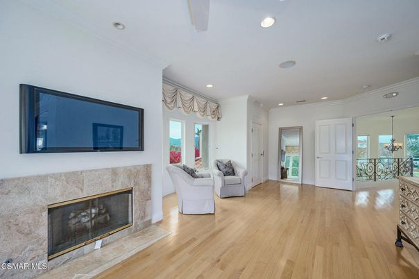 Fireplace, Interior, Recessed Lighting, Wood Texture Flooring