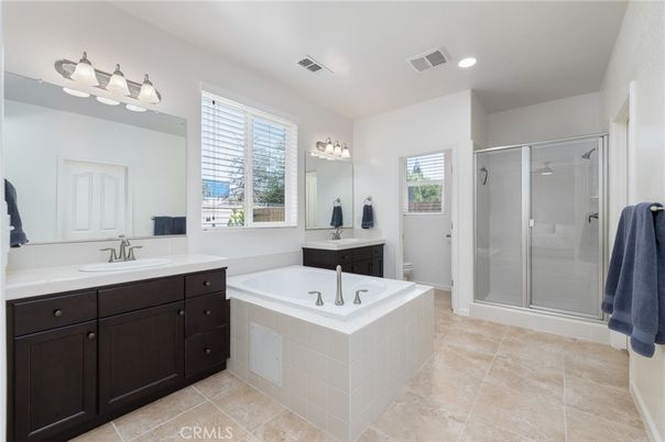Bathroom, Dual Sink Vanities, Glass Shower, Interior, Recessed Lighting