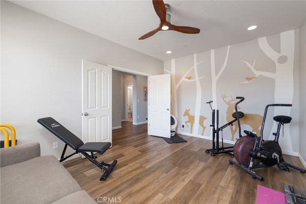Fitness Equipment, Interior, Recessed Lighting, Wood Texture Flooring