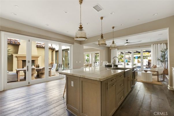 Interior, Kitchen, Living room, Pendant Lights, Recessed Lighting, Wood Texture Flooring