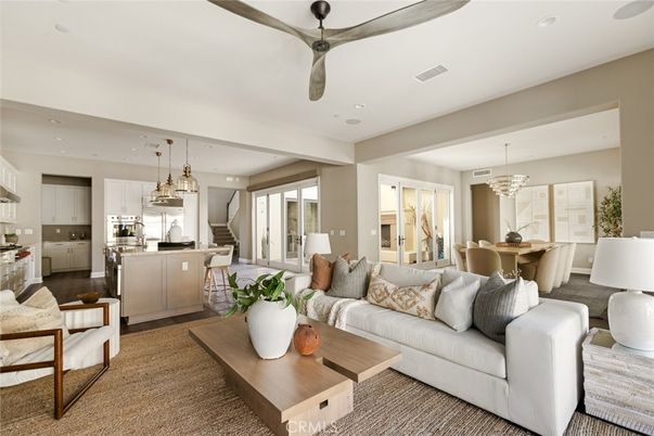 Chandelier, Dining room, Interior, Kitchen, Living room, Pendant Lights, Recessed Lighting, Stainless Steel Appliances