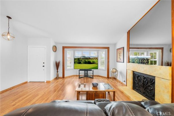 Fireplace, Interior, Living room, Pendant Lights, Wood Texture Flooring