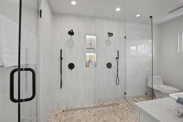 Bathroom, Glass Shower, Interior, Recessed Lighting