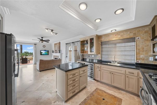 Fireplace, Interior, Kitchen, Living room, Recessed Lighting