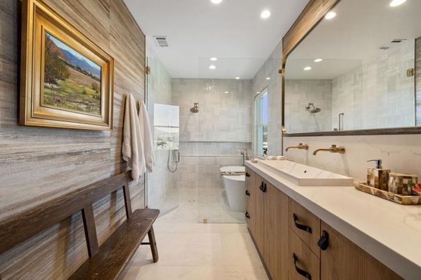Bathroom, Dual Sink Vanities, Free Standing Baths, Glass Shower, Interior, Recessed Lighting