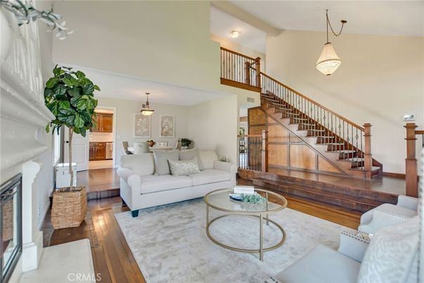 Dining room, Fireplace, Interior, Living room, Pendant Lights, Wood Texture Flooring