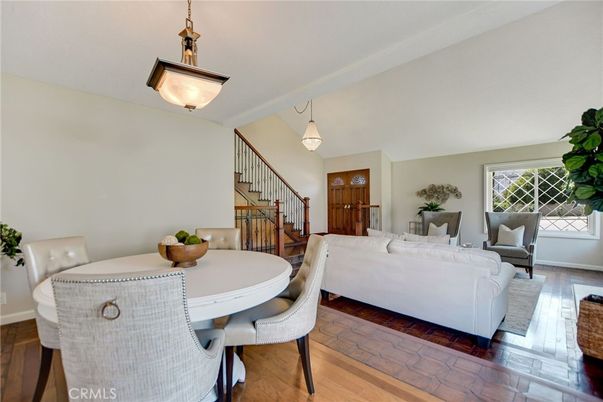 Dining room, Interior, Living room, Pendant Lights, Wood Texture Flooring