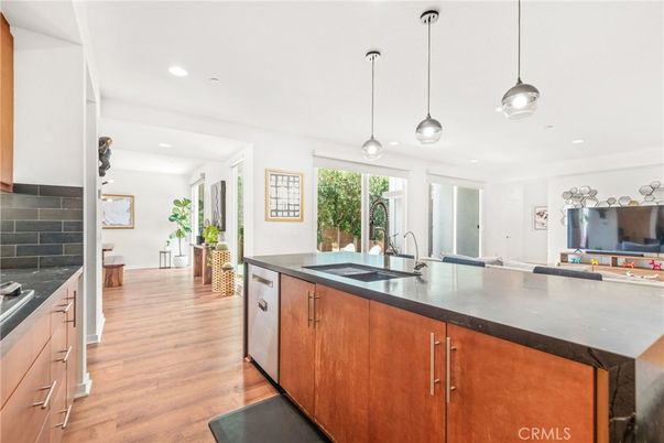 Interior, Kitchen, Pendant Lights, Recessed Lighting, Wood Texture Flooring