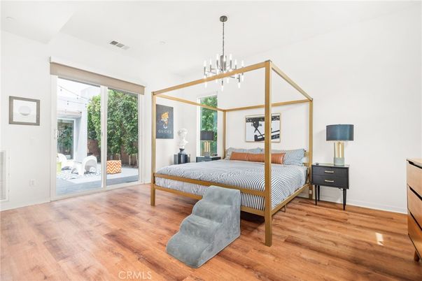 Bedroom, Interior, Pendant Lights, Wood Texture Flooring