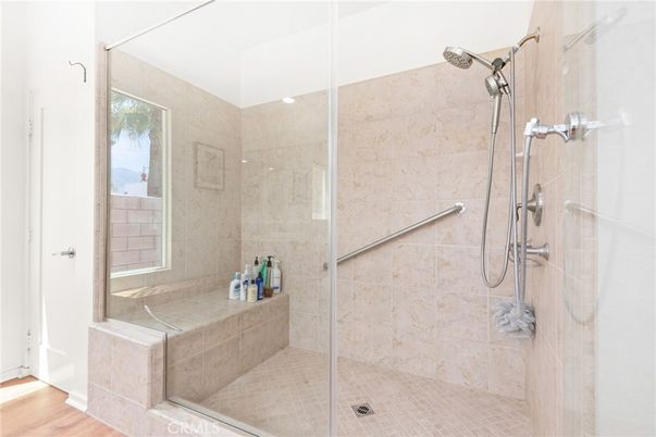 Bathroom, Glass Shower, Interior, Wood Texture Flooring