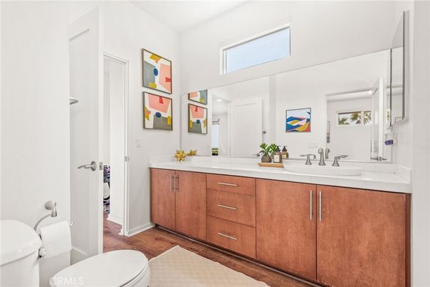 Bathroom, Dual Sink Vanities, Interior, Wood Texture Flooring