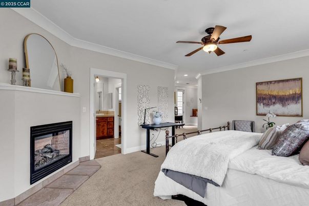 Bedroom, Fireplace, Interior, Recessed Lighting