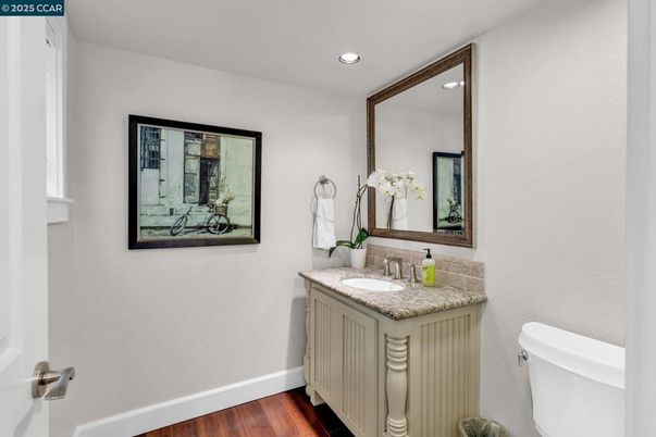 Bathroom, Interior, Recessed Lighting, Wood Texture Flooring