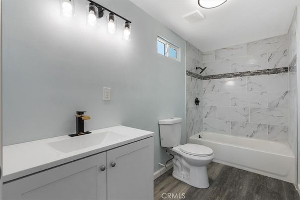 Bathroom, Interior, Marble Walls, Wood Texture Flooring