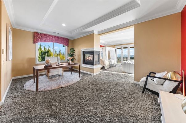 Fireplace, Home Office, Interior, Recessed Lighting