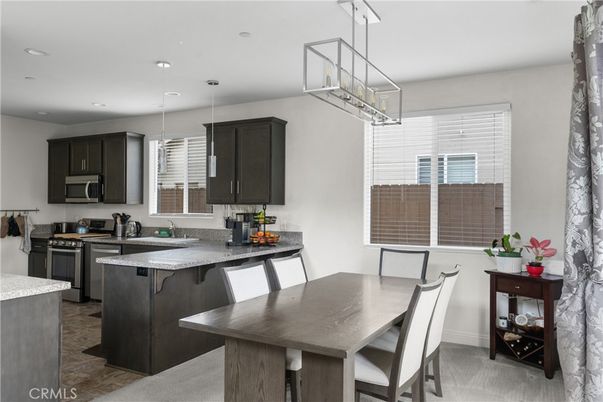 Dining room, Interior, Kitchen, Pendant Lights, Recessed Lighting, Stainless Steel Appliances