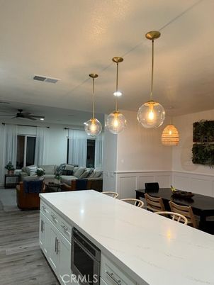 Interior, Kitchen, Living room, Pendant Lights, Recessed Lighting, Wood Texture Flooring
