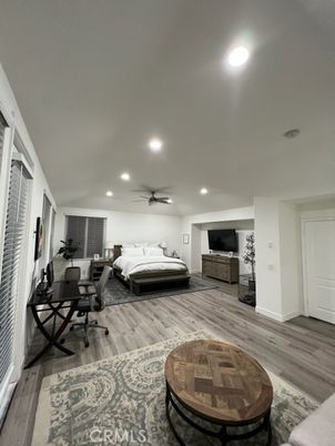 Bedroom, Home Office, Interior, Recessed Lighting, Wood Texture Flooring