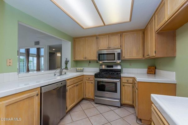 Interior, Kitchen, Stainless Steel Appliances, Tile Countertops