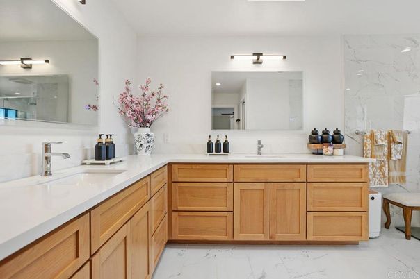 Bathroom, Dual Sink Vanities, Interior, Marble, Marble Walls
