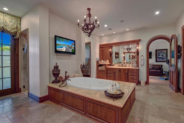 Bathroom, Chandelier, Interior, Recessed Lighting