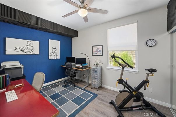 Fitness Equipment, Home Office, Interior, Wood Texture Flooring