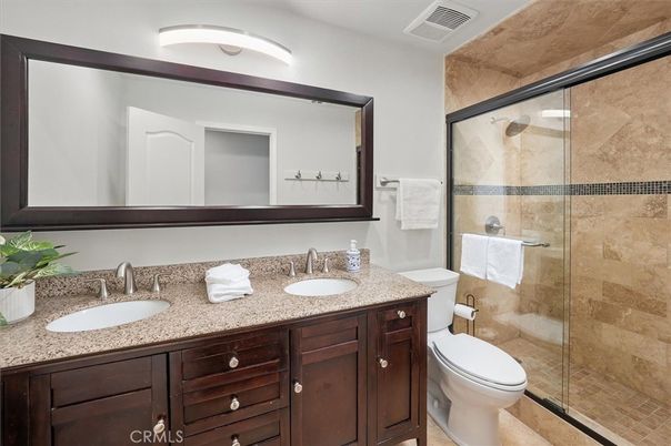 Bathroom, Dual Sink Vanities, Glass Shower, Interior