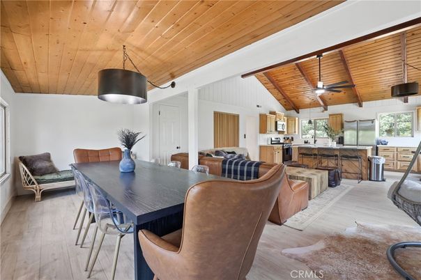 Dining room, Interior, Kitchen, Pendant Lights, Wooden Beams, Wooden Ceilings, Wood Texture Flooring