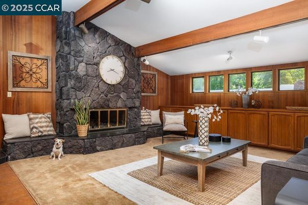 Fireplace, Interior, Living room, Stone Walls, Wooden Beams, Wooden Walls