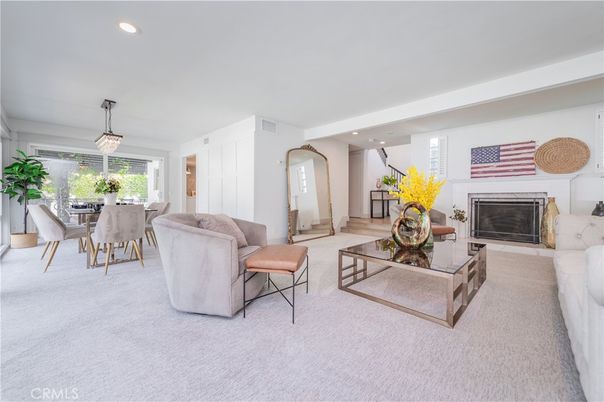 Dining room, Fireplace, Interior, Living room, Pendant Lights, Recessed Lighting