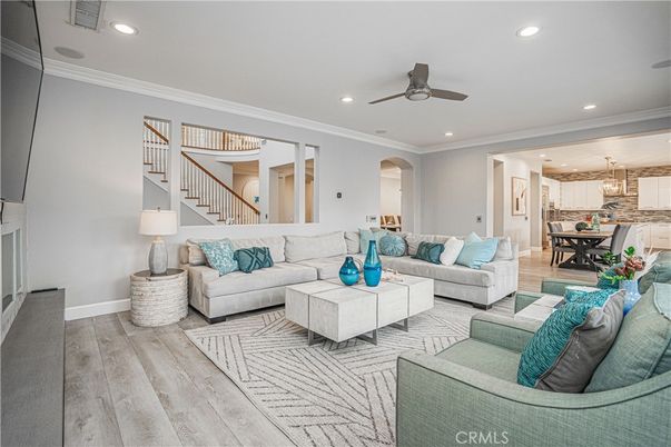 Dining room, Interior, Kitchen, Living room, Pendant Lights, Recessed Lighting, Wood Texture Flooring