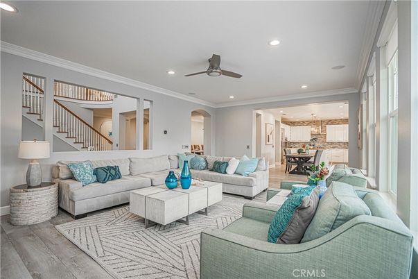 Dining room, Interior, Kitchen, Living room, Pendant Lights, Recessed Lighting, Wood Texture Flooring