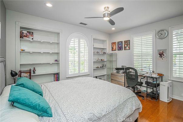 Bedroom, Home Office, Interior, Recessed Lighting, Wood Texture Flooring