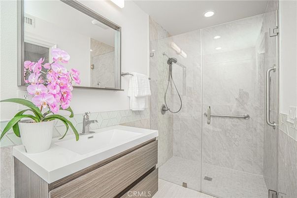 Bathroom, Glass Shower, Interior, Recessed Lighting
