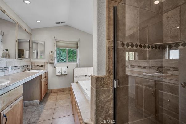 Bathroom, Dual Sink Vanities, Glass Shower, Interior, Recessed Lighting