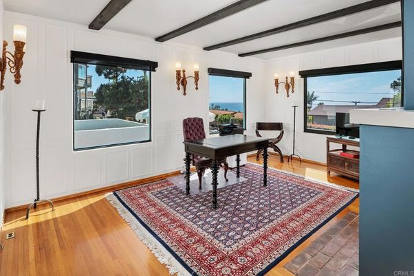 Home Office, Interior, Water, Wooden Beams, Wood Texture Flooring